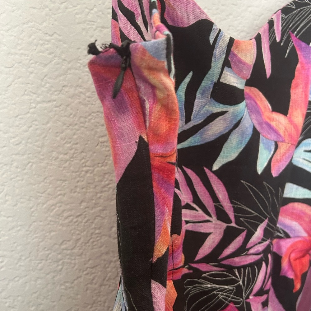 Zara Pink and Blue Bodycon Midi Dress Spaghetti Strap size S - Picture 6 of 8